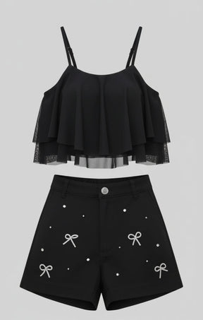 Conjunto Pink X – Bata em Tule e Short Bordado Feminino, Look Delicado e Moderno para Meninas