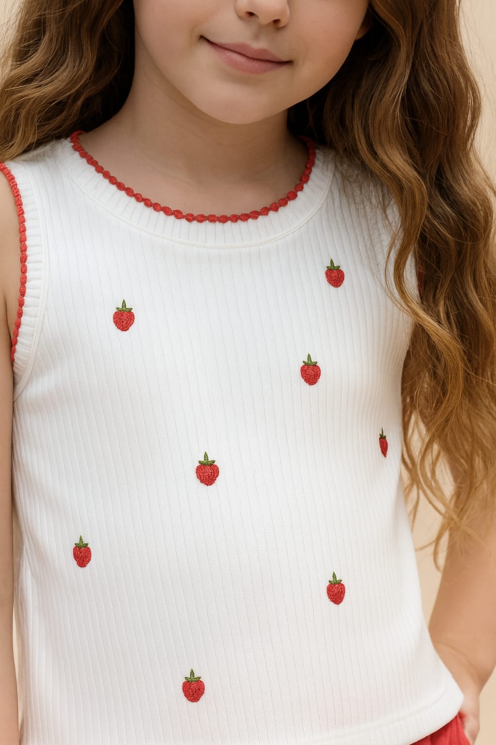 Conjunto Infantil Alakazoo Cereja – Camiseta Canelada e Saia Cargo Feminina Moderna e Confortável