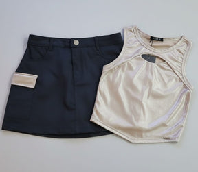 Conjunto Feminino Pink X – Cropped e Saia Cargo Moderna, Confortável e Estilosa