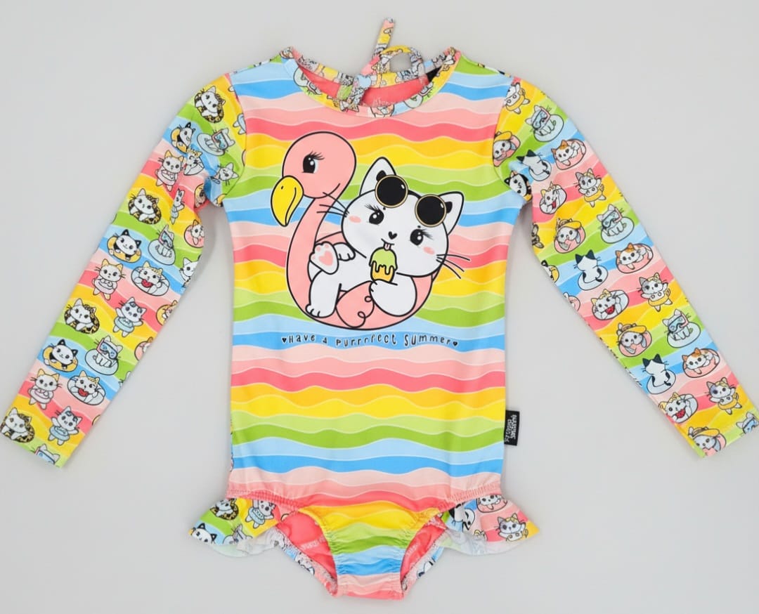 Maiô Manga Longa UV 50 Gatinho