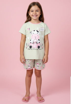 Pijama Vaquinha Brilha no Escuro – Conforto 100% Algodão para Noites Mágicas