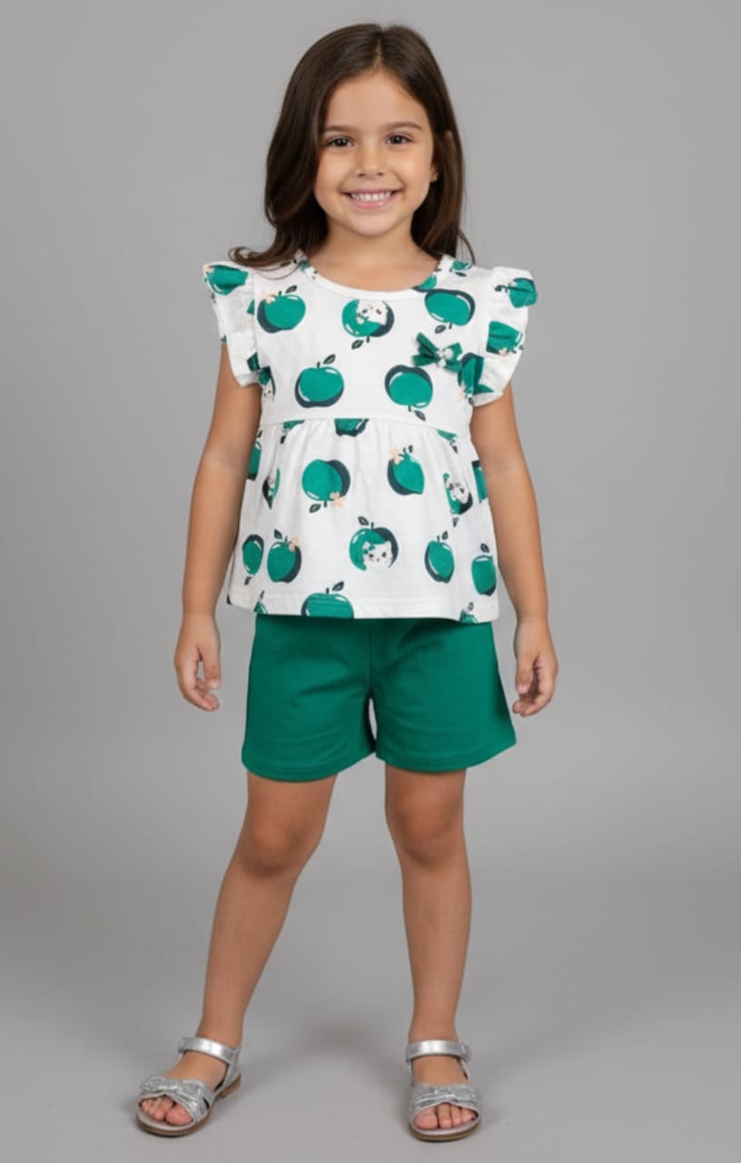 Conjunto Infantil Alakazoo Gatinho – Blusa e Short Feminino Confortável e Delicado