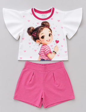 Blusa em Moletinho Soft e Short em Malha Nikko