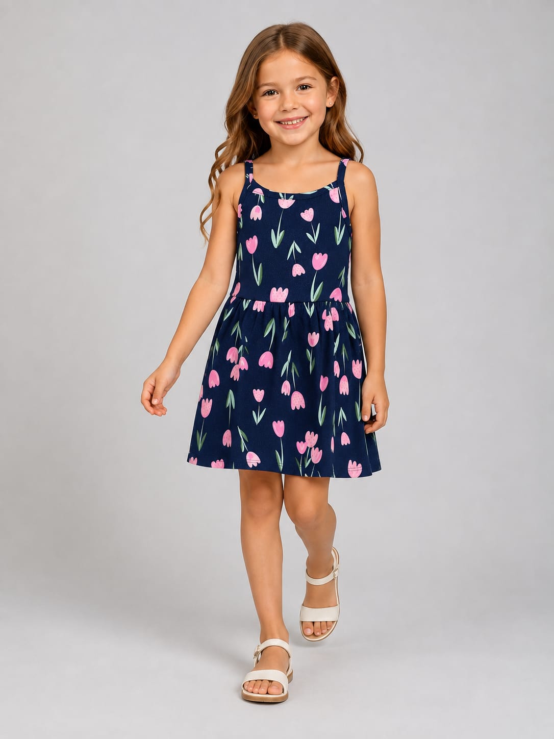 Vestido Infantil Floral em 100% Algodão
