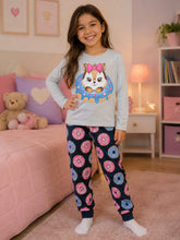 Pijama Infantil Feminino Meia Estação Donuts que Brilha no Escuro 100% Algodão