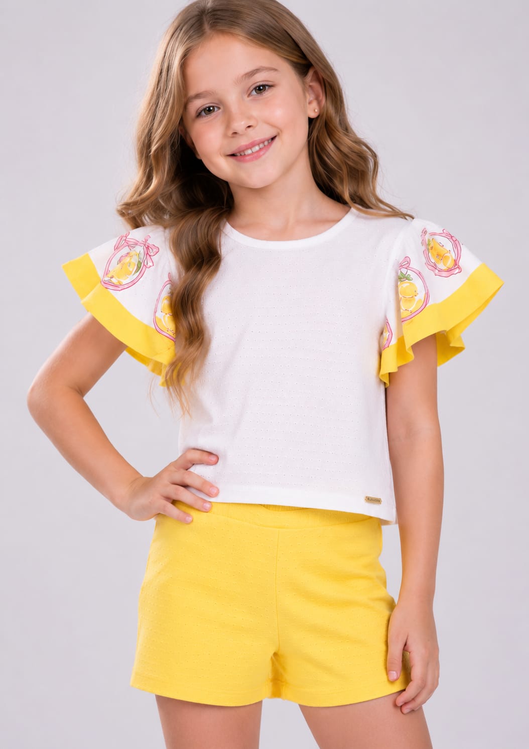 Conjunto Infantil Feminino Limão em Malha Nikko