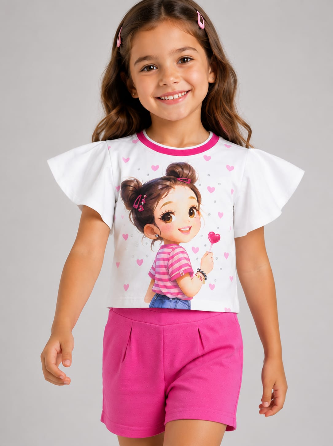 Blusa em Moletinho Soft e Short em Malha Nikko