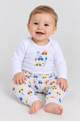 Conjunto Bebê Body Manga Longa + Calça Estampa Carrinho
