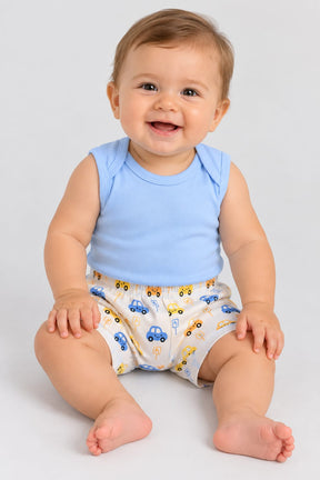 Kit Bebê 3 Peças carrinho em Malha 100% Algodão