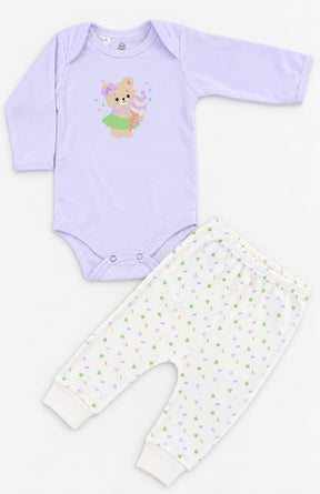 Conjunto Bebê Body Manga Longa + Calça Ursinho