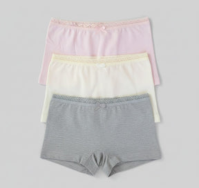 Calcinha Infantil Boxer 100% Algodão – Kit com 3 Peças Confortáveis e Respiráveis