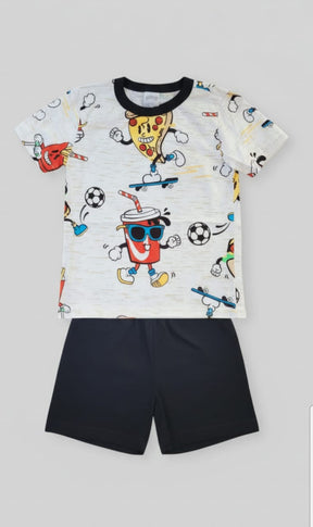 Pijama Infantil Fast Food 100% Algodão – Conforto Divertido para Noites Mais Felizes