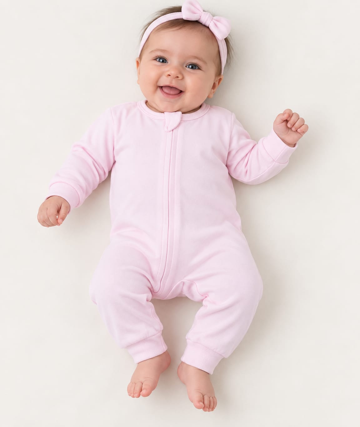 MACACÃO BEBÊ ROSA LISO COM ZÍPER 100% ALGODÃO MALHA PREMIUM