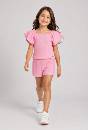 Conjunto Infantil Feminino em Malha New Marrocos Rosa
