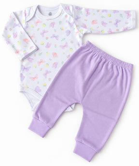 CONJUNTO BEBÊ BODY MANGA LONGA + CALÇA ESTAMPA BORBOLETA