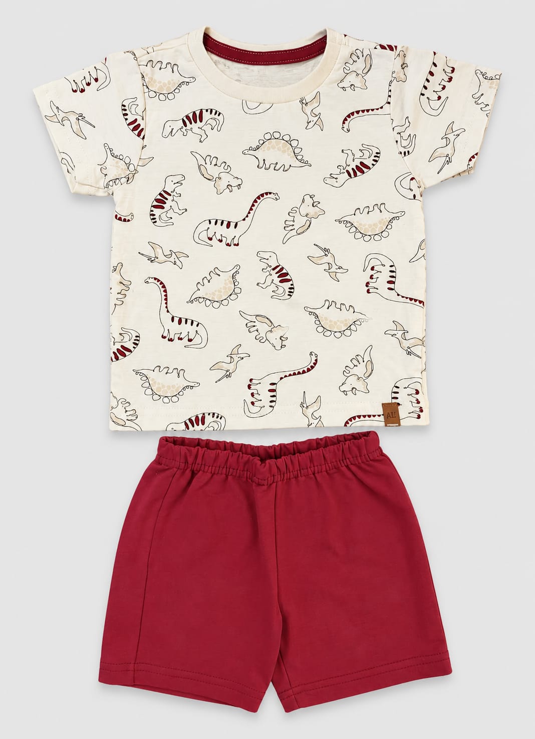 Conjunto Infantil Masculino Dinossauros com Blusa em Malha Penteada e Short em Moletom