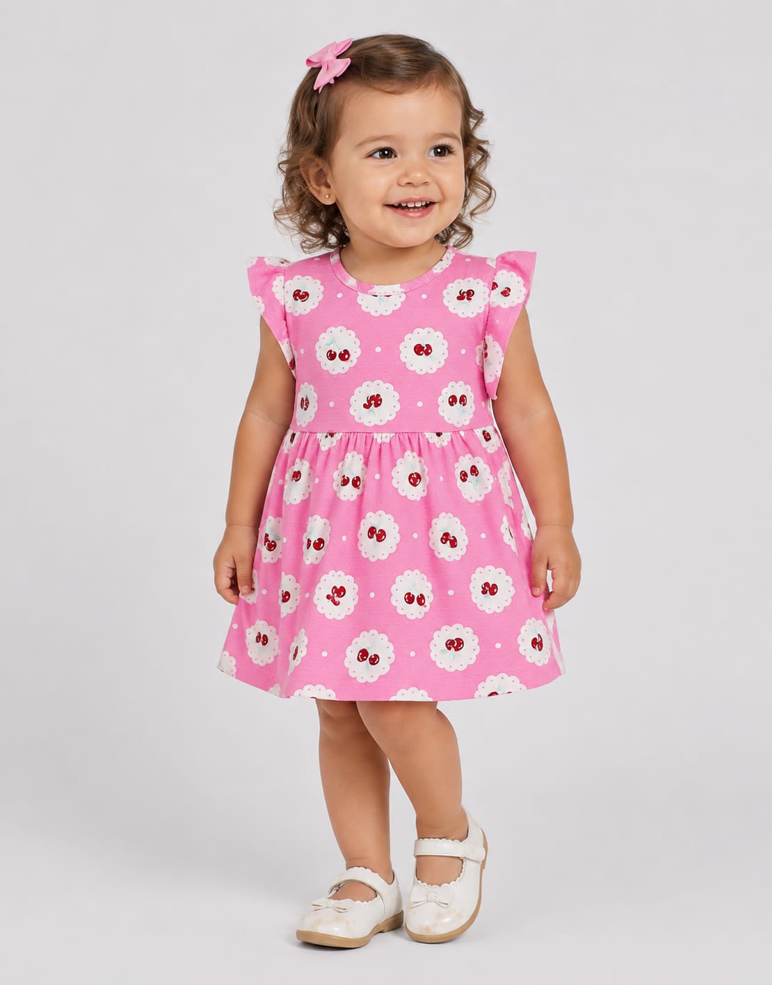 Vestido Infantil Estampado Cerejinha em Malha Nikko