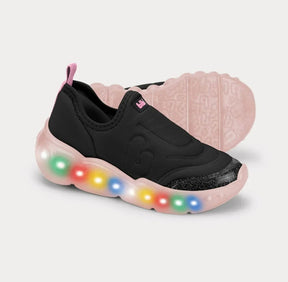 Tênis Infantil de Luz Bibi Roller Celebration 3.0 Preto com Rosa