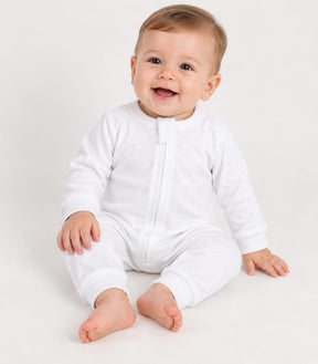 MACACÃO BEBÊ BRANCO LISO COM ZÍPER 100% ALGODÃO MALHA PREMIUM