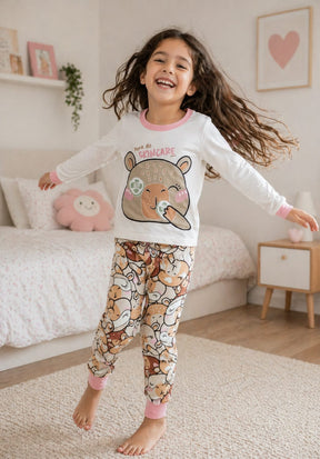Pijama Infantil Meia Estação – Capivara | 100% Algodão | Brilha no Escuro