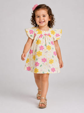 Vestido Infantil Floral em Malha Nikko