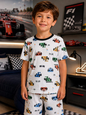 Pijama Infantil Masculino Estampado Fórmula Kids em Malha Modelli