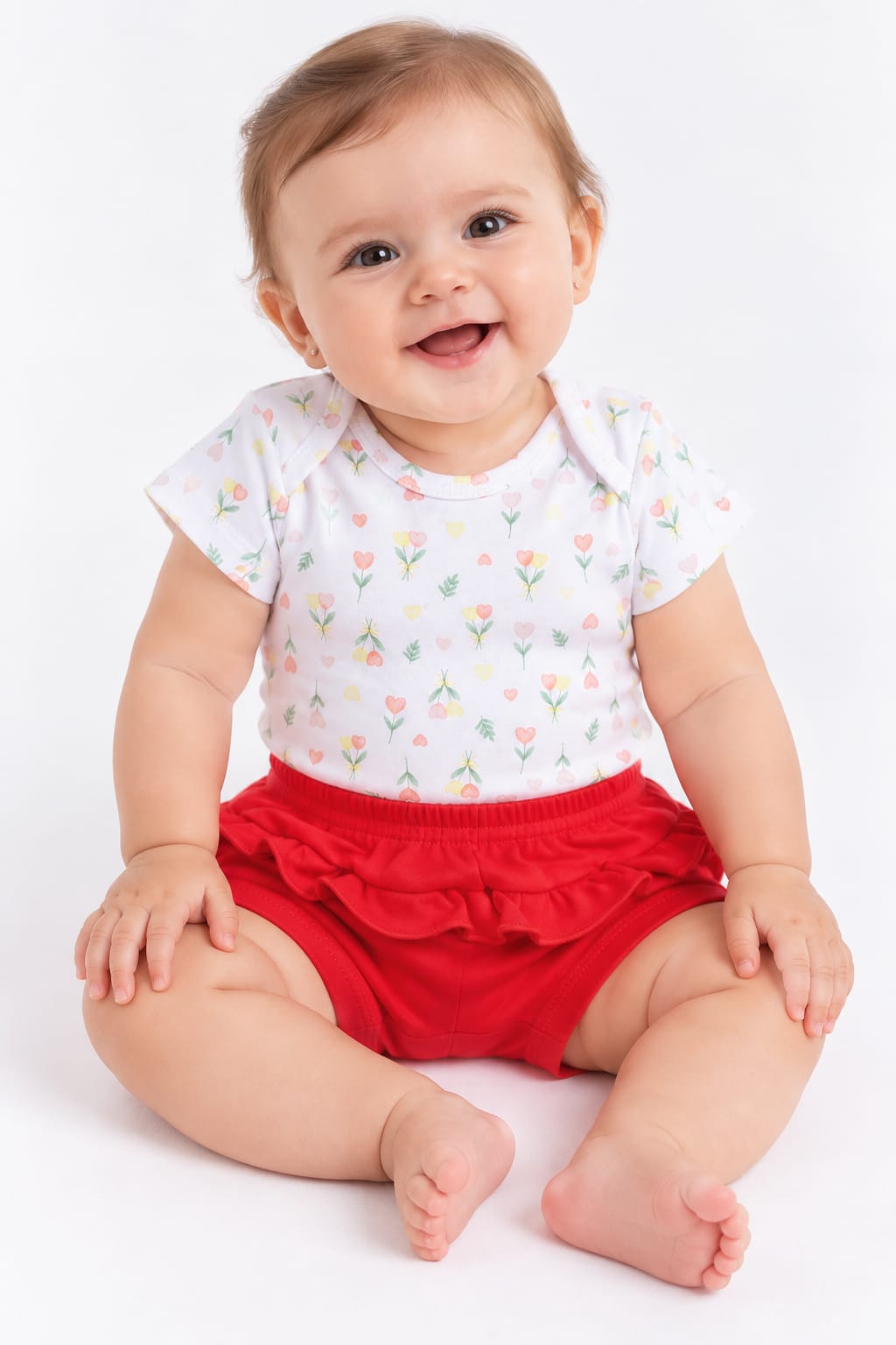 Conjunto Bebê Body e Short Flor de Coração