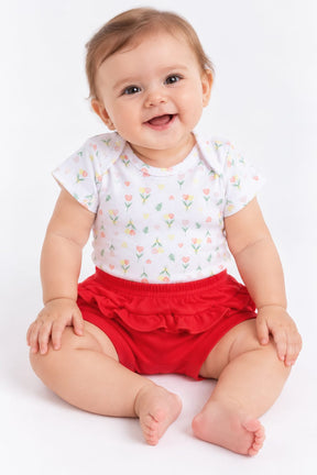 Conjunto Bebê Body e Short Flor de Coração