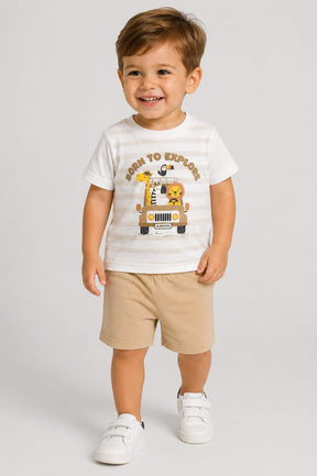 Conjunto Infantil Menino Blusa 100% Algodão e Short Moletom