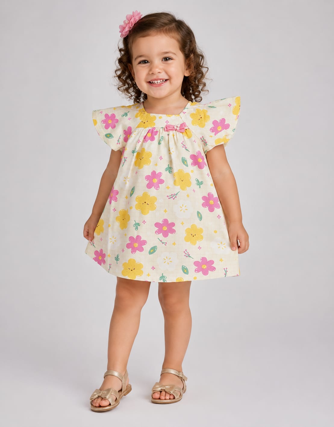 Vestido Infantil Floral em Malha Nikko