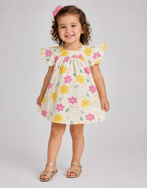 Vestido Infantil Floral em Malha Nikko