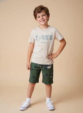 Conjunto infantil T‑rex em 100% algodão — conforto e estilo para crianças