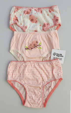 Calcinha Infantil 100% Algodão Colorida – Kit com 3 - Conforto, Maciez e Estampas Lindas para o Dia a Dia