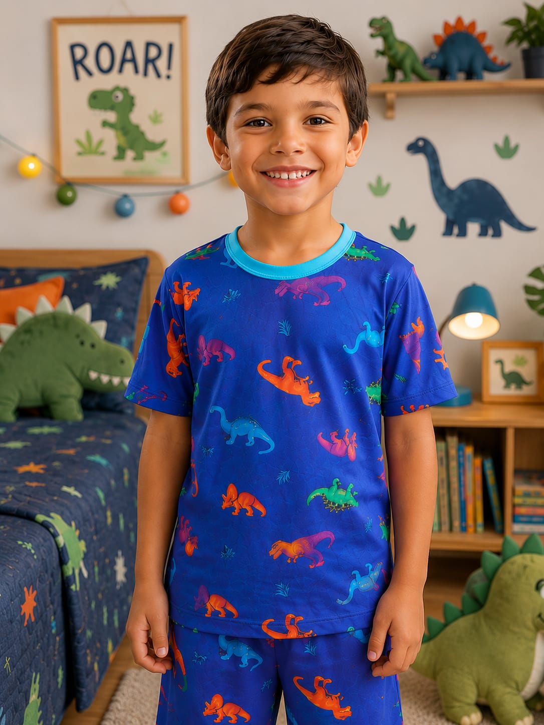 Pijama Infantil Dinossauros em Malha Modelli