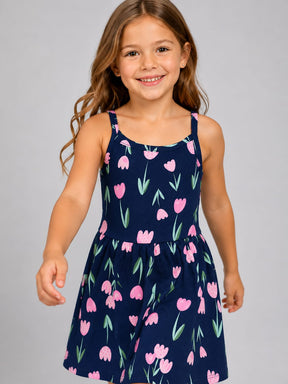Vestido Infantil Floral em 100% Algodão