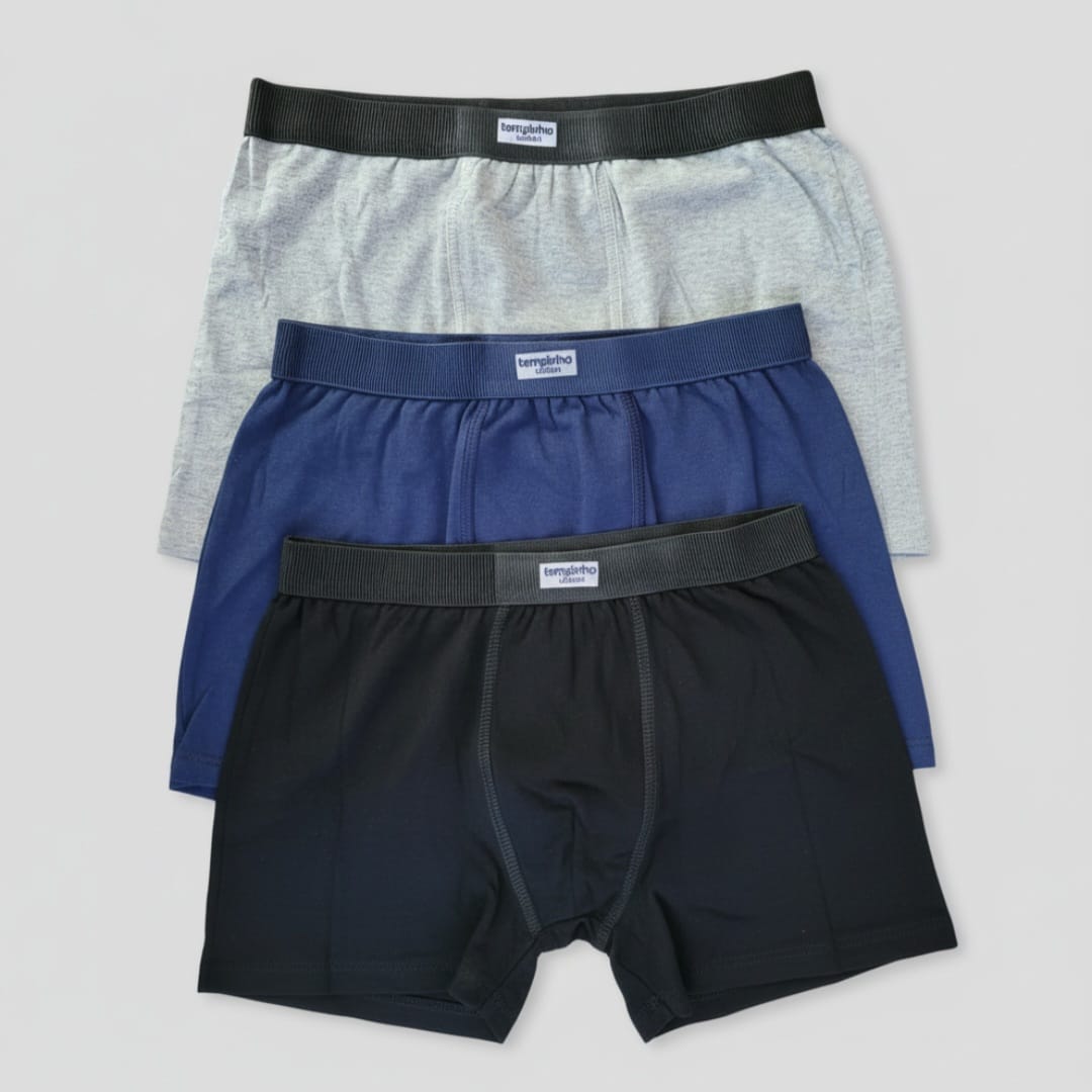 Cueca Boxer Infantil 100% Algodão – Kit com 3 | Conforto, Qualidade e Liberdade para o Dia a Dia