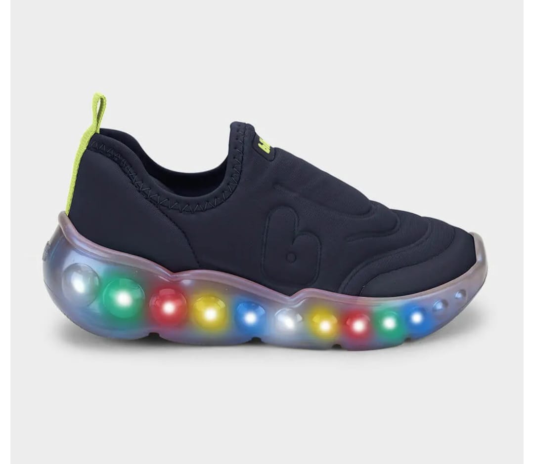 Tênis Infantil de Luz Bibi Roller Celebration 3.0 Azul Marinho com Verde