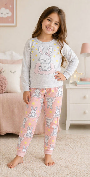 Pijama Infantil Coelhinha Brilha no Escuro – 100% Algodão | Moletom Peluciado