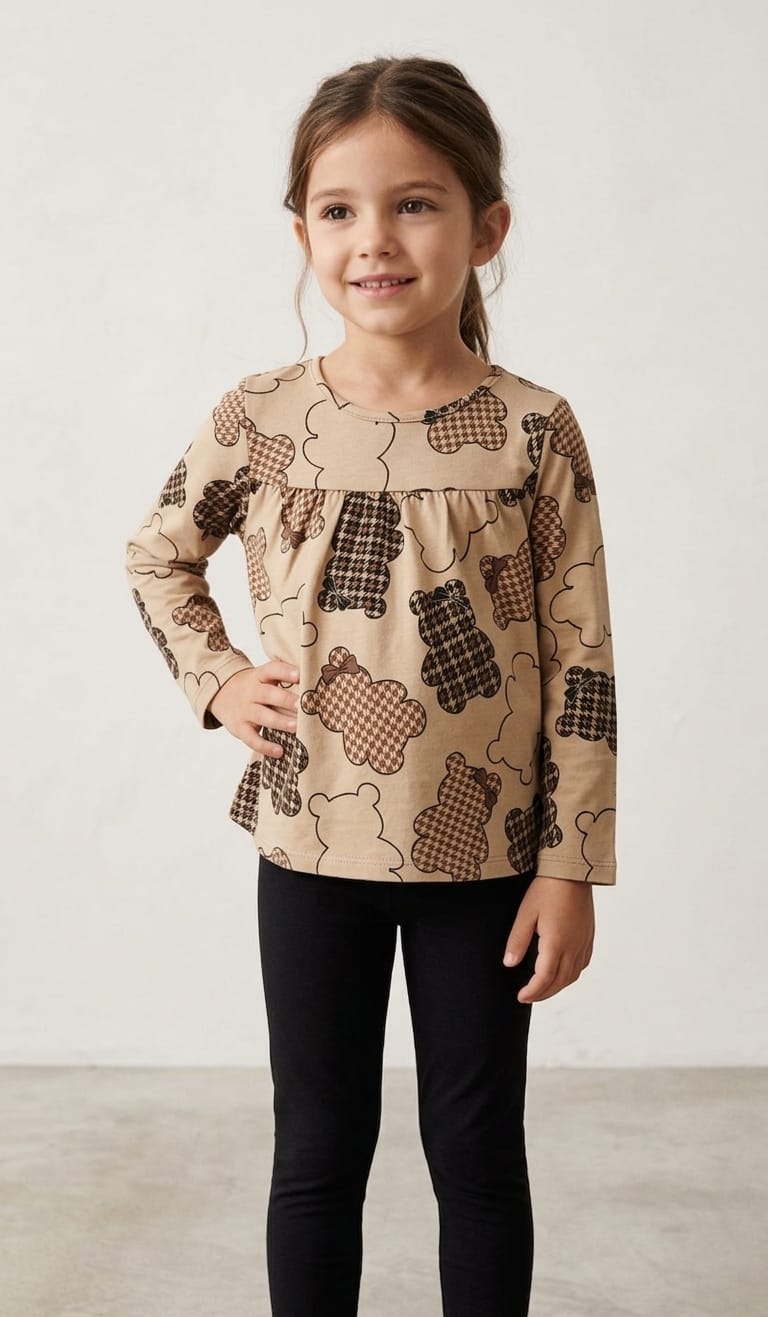 Conjunto Infantil Meio Estação Ursinho 100% Algodão