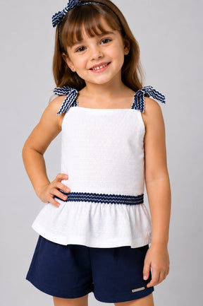 Conjunto Infantil Feminino em Malha Nikko com Laços nas Alças