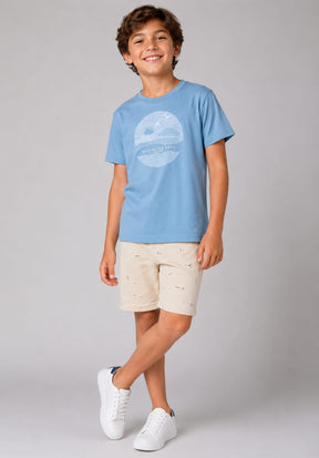 Conjunto Infantil Masculino com Blusa em Malha Penteada e Short em Moletom