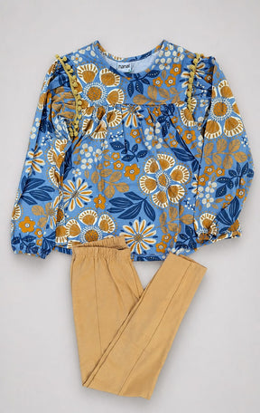 Conjunto Infantil Blusa Floral + Legging Básica