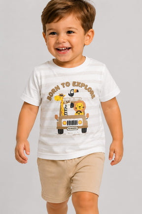 Conjunto Infantil Menino Blusa 100% Algodão e Short Moletom