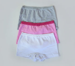 Calcinha Infantil Boxer 100% Algodão – Kit com 3 Peças Confortáveis e Respiráveis