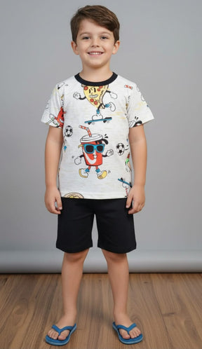 Pijama Infantil Fast Food 100% Algodão – Conforto Divertido para Noites Mais Felizes