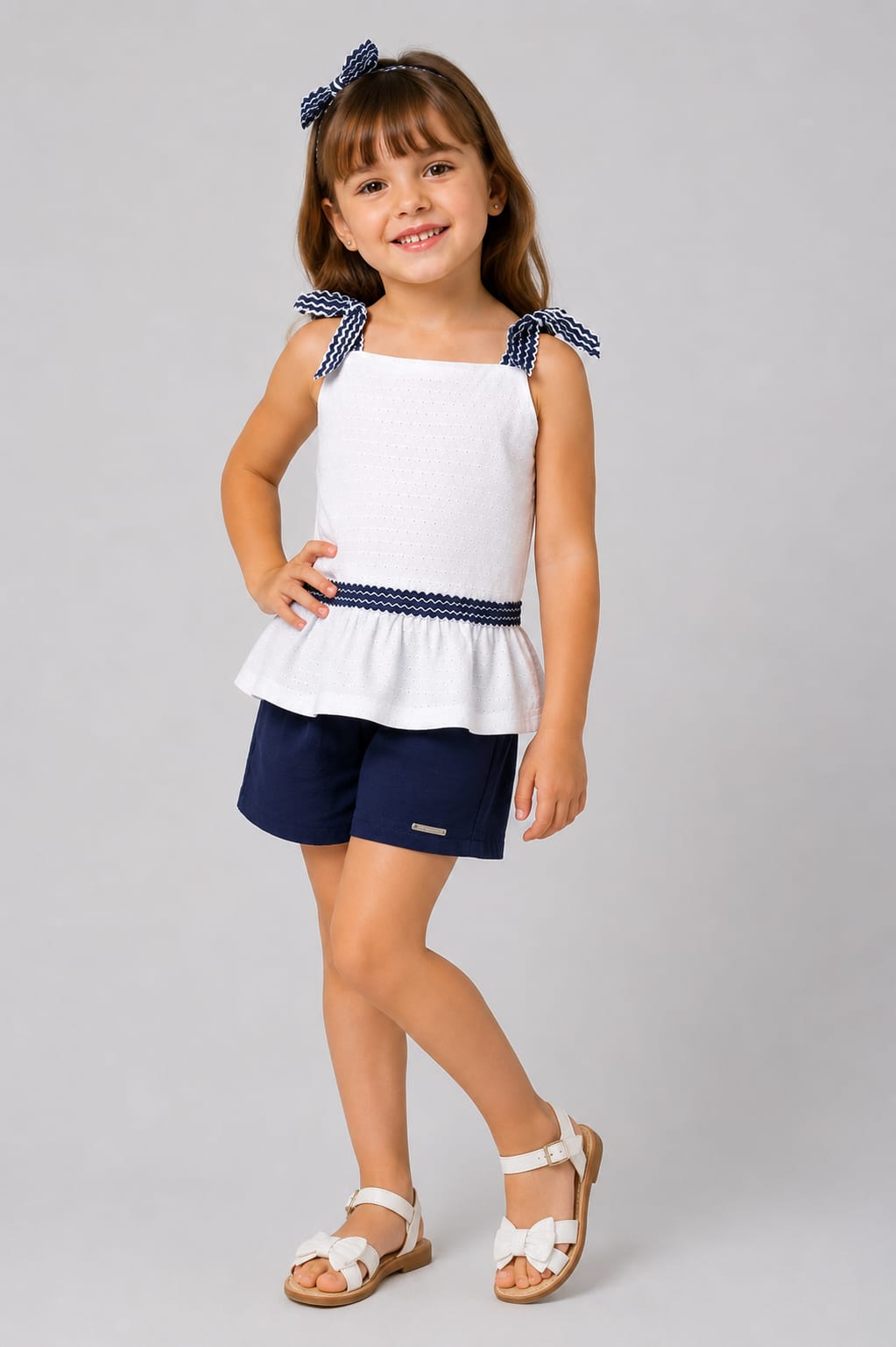 Conjunto Infantil Feminino em Malha Nikko com Laços nas Alças