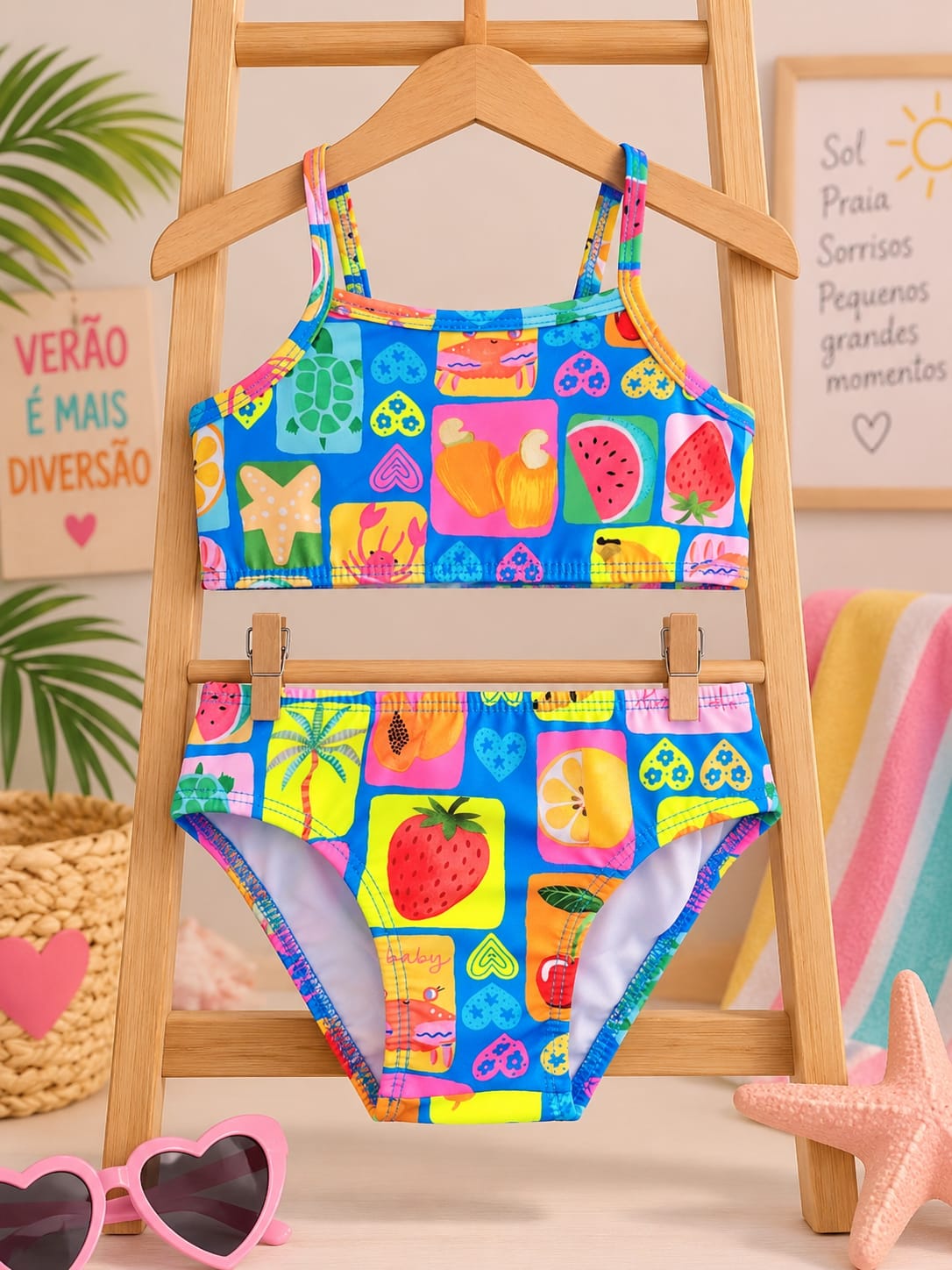 Biquíni Infantil Up Baby com Proteção UV 50 frutas