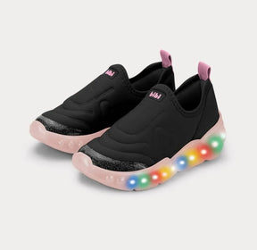 Tênis Infantil de Luz Bibi Roller Celebration 3.0 Preto com Rosa