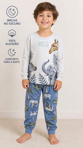 Pijama Infantil Safari – Conforto e Diversão para a Hora de Dormir