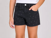 Short Infantil Menina Jeans Preto com Ponto de Luz